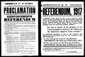 Image of a Proclamation regarding the 1917 referendum for reinforcements to service in World War I