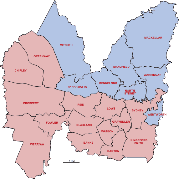 map of urban divisions in Sydney