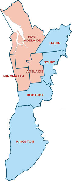 map of Adelaide urban area