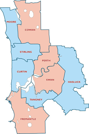 map of urban Perth