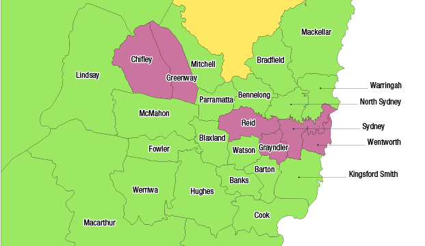 NSW projection map inner metro