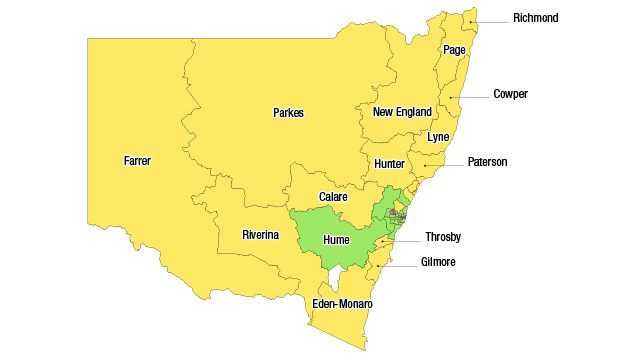 NSW projection map rural