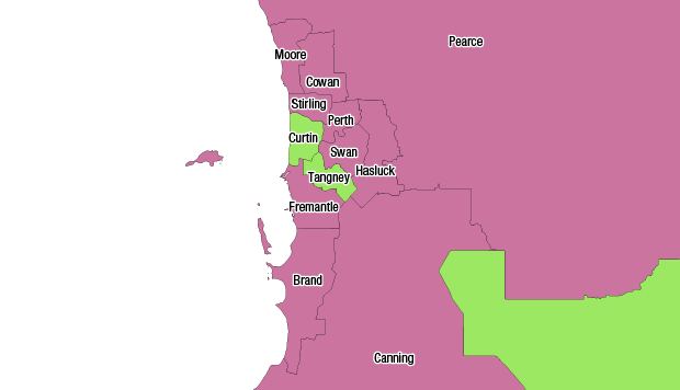 WA projection map inner metro