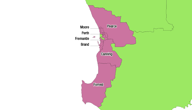 WA projection map outer metro