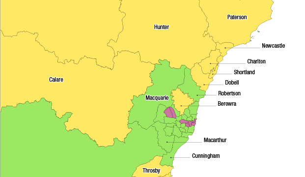 NSW projection map outer metro