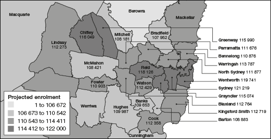 Projected enrolment as at 25 August 2019 for existing electoral divisions – Metropolitan region