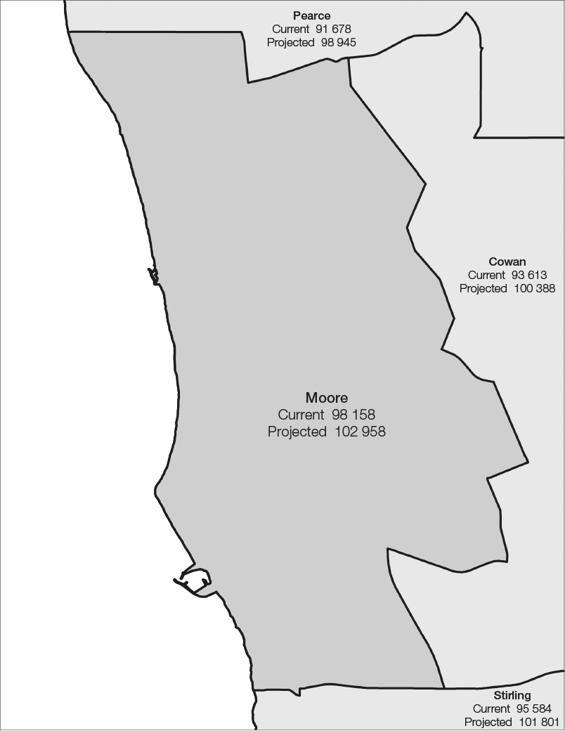 The proposed Division of Moore is surrounded by the Divisions of Cowan, Pearce and Stirling