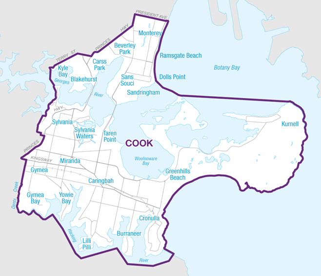 The division boundary for Cook, NSW